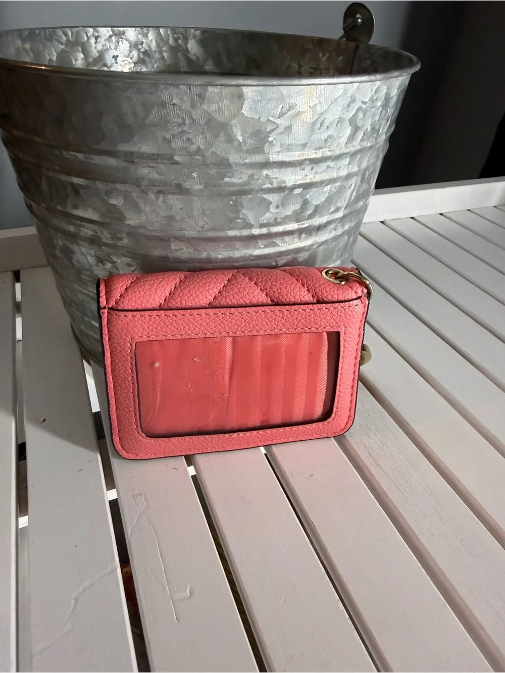 Victoria Secret pink V quilted studded logo foldable Card Case EUC